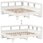 Cama con estantería sin colchón madera maciza blanca 150x200 cm