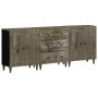 Aparadores 3 uds de madera maciza de mango gris claro