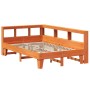 Cama con estantería sin colchón madera maciza marrón 135x190cm