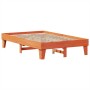 Cama con estantería sin colchón madera maciza marrón 135x190cm