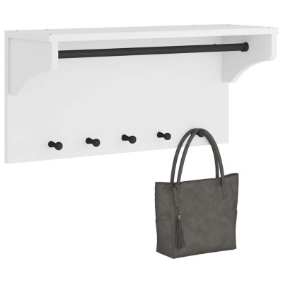 Perchero de pared SANDNES madera maciza pino blanco 87x30x42 cm