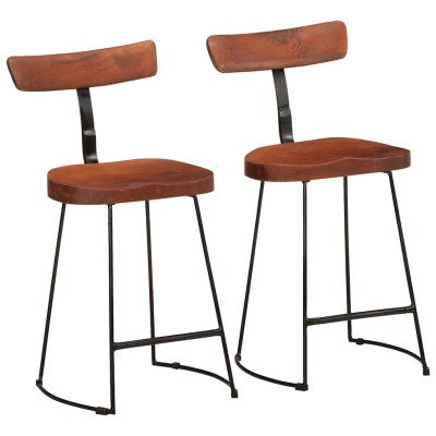 Taburetes de barra 2 uds madera maciza de mango 49x43x79 cm