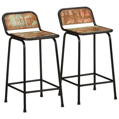 Taburetes de barra 2 uds 46x35,5x80 madera maciza reciclada