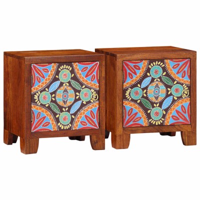 Mesita de noche 2 uds 40x30x45 cm madera maciza de acacia