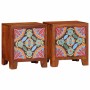 Mesita de noche 2 uds 40x30x45 cm madera maciza de acacia