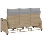 Sofá de jardín reclinable con cojines en forma de L beige