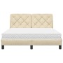 Cama con colchón tela color crema 140x190 cm