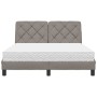 Cama con colchón tela gris taupe 140x200 cm
