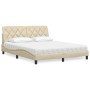Cama con colchón de tela color crema 160x200 cm