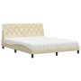 Cama con colchón de tela color crema 160x200 cm