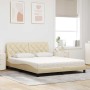 Cama con colchón de tela color crema 160x200 cm
