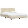 Cama con colchón de tela color crema 160x200 cm