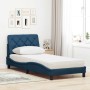 Cama con colchón tela azul 80x200 cm
