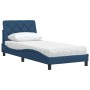 Cama con colchón tela azul 80x200 cm