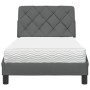 Cama con colchón tela gris oscuro 90x190 cm