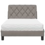 Cama con colchón tela gris taupe 100x200 cm