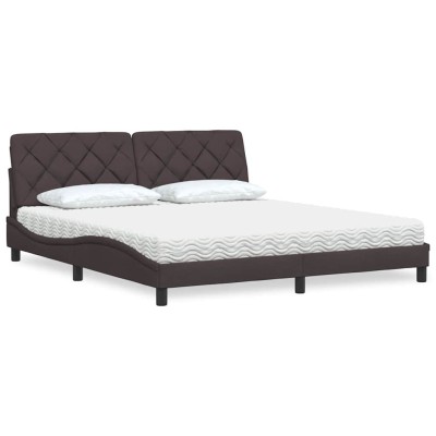 Cama con colchón de tela marrón oscuro 180x200 cm