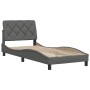 Estructura de cama sin colchón tela gris oscuro 90x190 cm