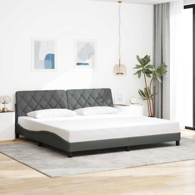 Cama sin colchón tela gris oscuro 200x200 cm