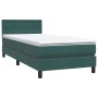 Cama box spring con colchón terciopelo verde oscuro 80x220 cm