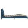 Estructura de cama con LED sin colchón tela azul 80x200 cm