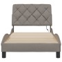 Estructura cama con LED sin colchón tela gris taupe 90x190 cm