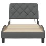 Estructura cama con LED sin colchón tela gris oscuro 90x190 cm