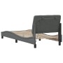 Estructura cama con LED sin colchón tela gris oscuro 90x190 cm