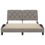 Estructura cama con LED sin colchón tela gris taupe 120x200 cm