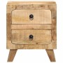 Mesita de noche de madera maciza de mango rugosa 40x32x46 cm