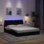 Estructura de cama con LED sin colchón tela negro 160x200 cm