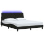 Estructura de cama con LED sin colchón tela negro 160x200 cm