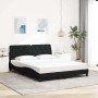 Estructura de cama con LED sin colchón tela negro 160x200 cm
