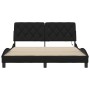 Estructura de cama con LED sin colchón tela negro 160x200 cm
