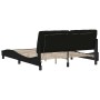 Estructura de cama con LED sin colchón tela negro 160x200 cm