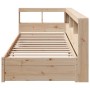 Cama con estantería sin colchón madera maciza de pino 100x200cm
