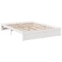 Cama con estantería sin colchón madera maciza blanca 140x190 cm