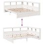Cama con estantería sin colchón madera maciza blanca 140x190 cm