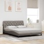 con LED sin colchón tela gris taupe 160x200 cm