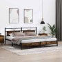 Estructura de cama sin colchón metal roble ahumado 193x203 cm