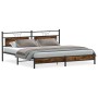 Estructura de cama sin colchón metal roble ahumado 193x203 cm