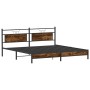 Estructura de cama sin colchón metal roble ahumado 193x203 cm