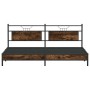 Estructura de cama sin colchón metal roble ahumado 193x203 cm