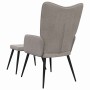 Sillón de relax con reposapiés de tela gris taupe