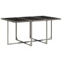Set comedor jardín 7 pzas y cojines ratán sintético gris