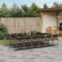 Set comedor de jardín con cojines 13 pzas ratán sintético gris