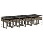 Set comedor de jardín con cojines 13 pzas ratán sintético gris