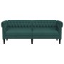 Sofá Chesterfield de 3 plazas tela verde oscuro