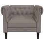 Sillón Chesterfield de tela gris taupé