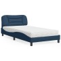 Cama con colchón tela azul 100x200 cm